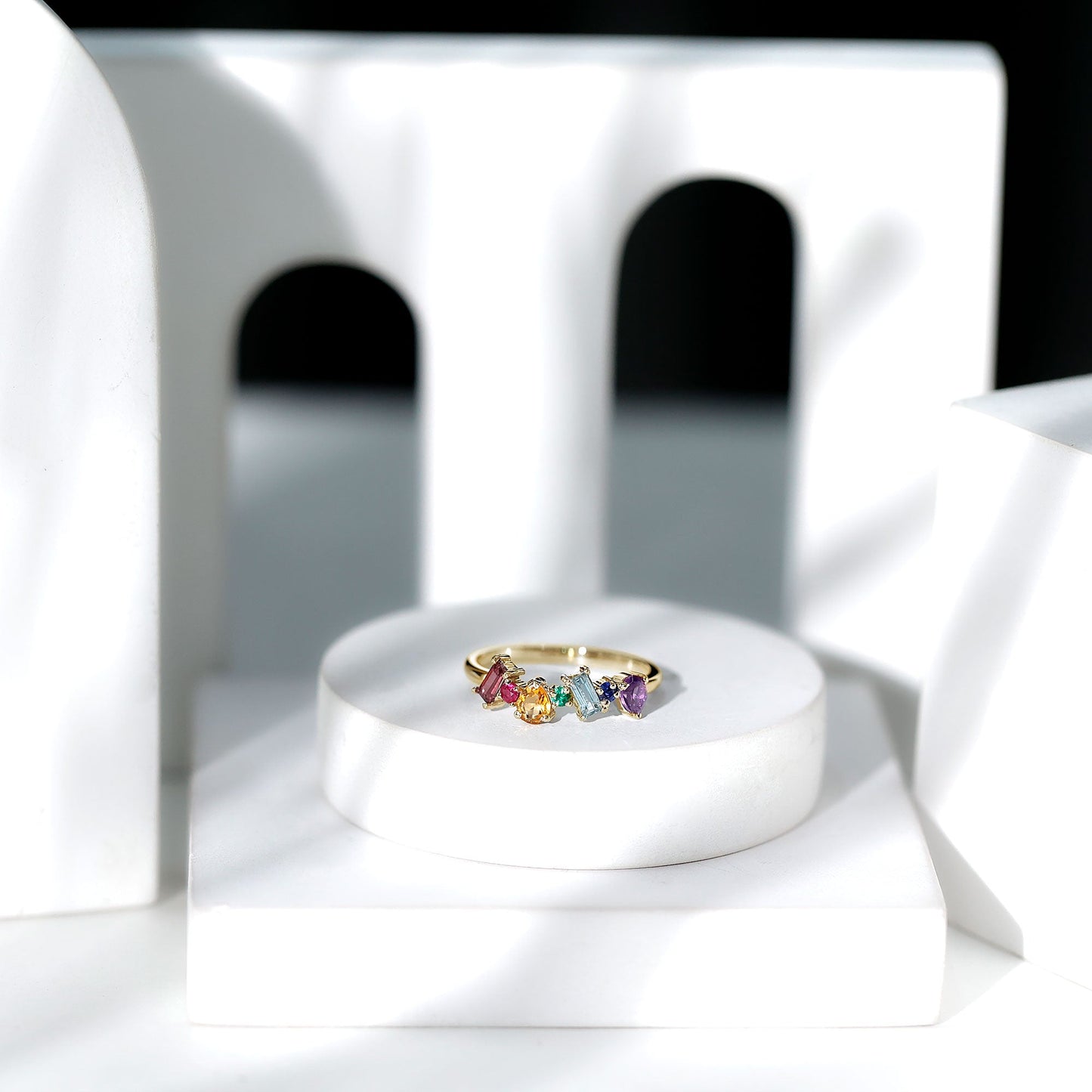 Natural Multi Gemstone Promise Ring for Women