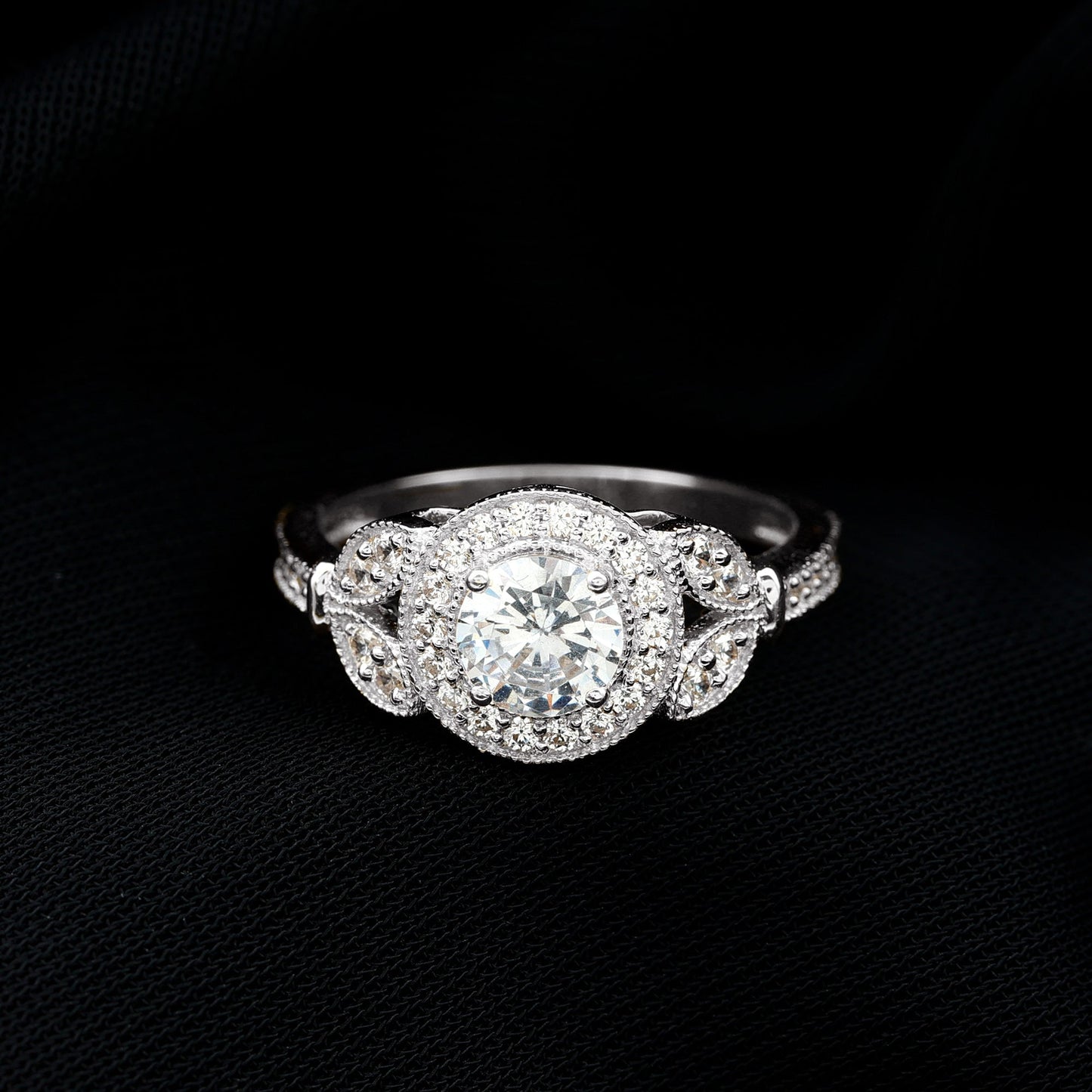Vintage Inspired Moissanite Halo Engagement Ring
