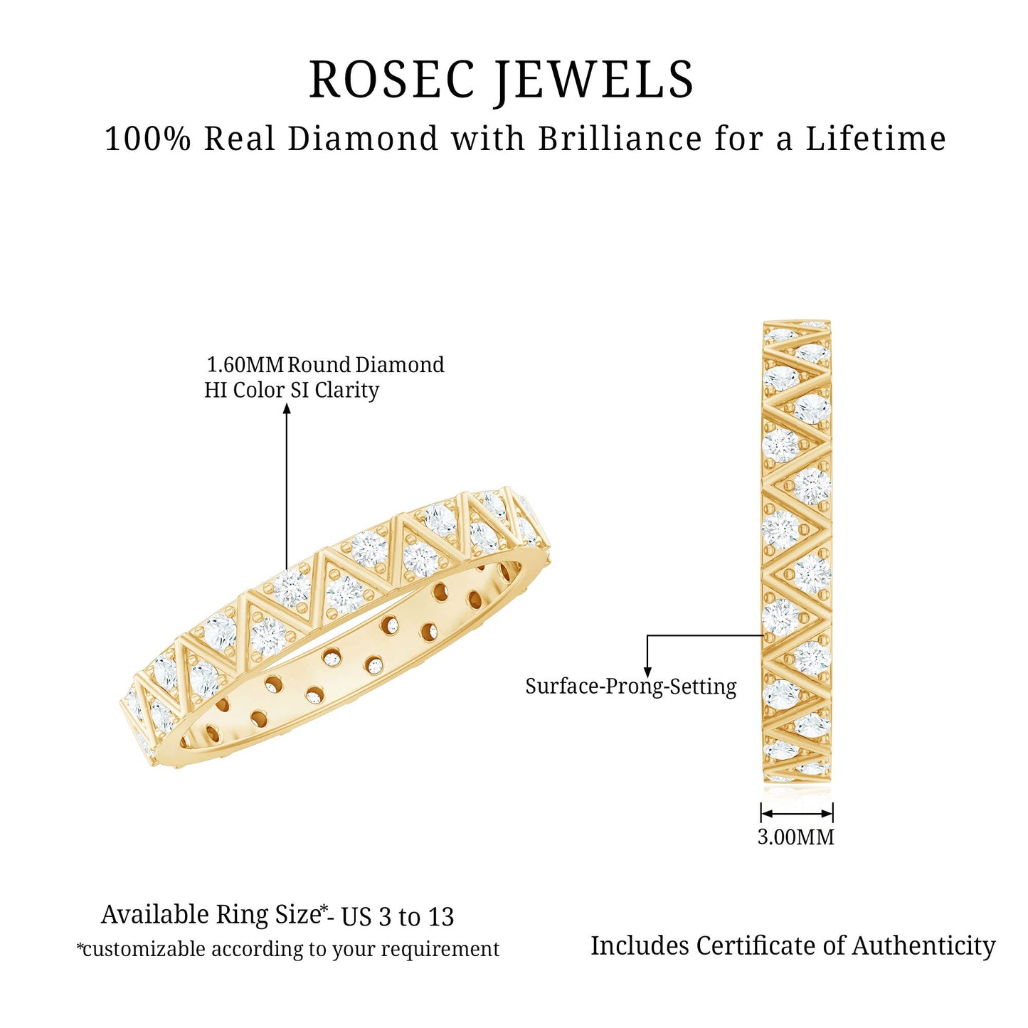 Diamond Band Ring in Surface Prong Set
