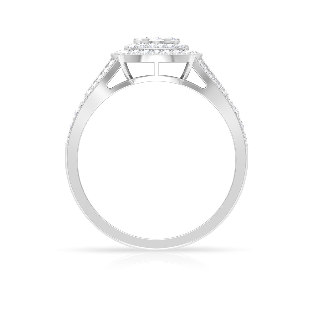 Vintage Looking Diamond Engagement Ring with Split Shank