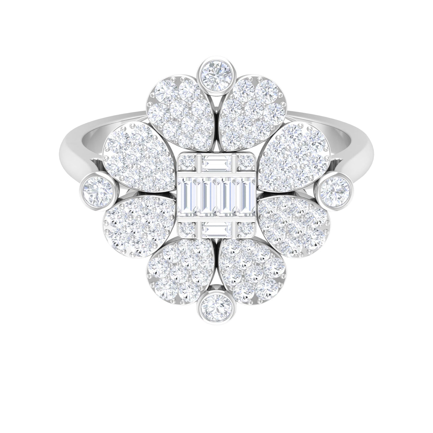Natural Diamond Statement Engagement Ring in Illusion Set