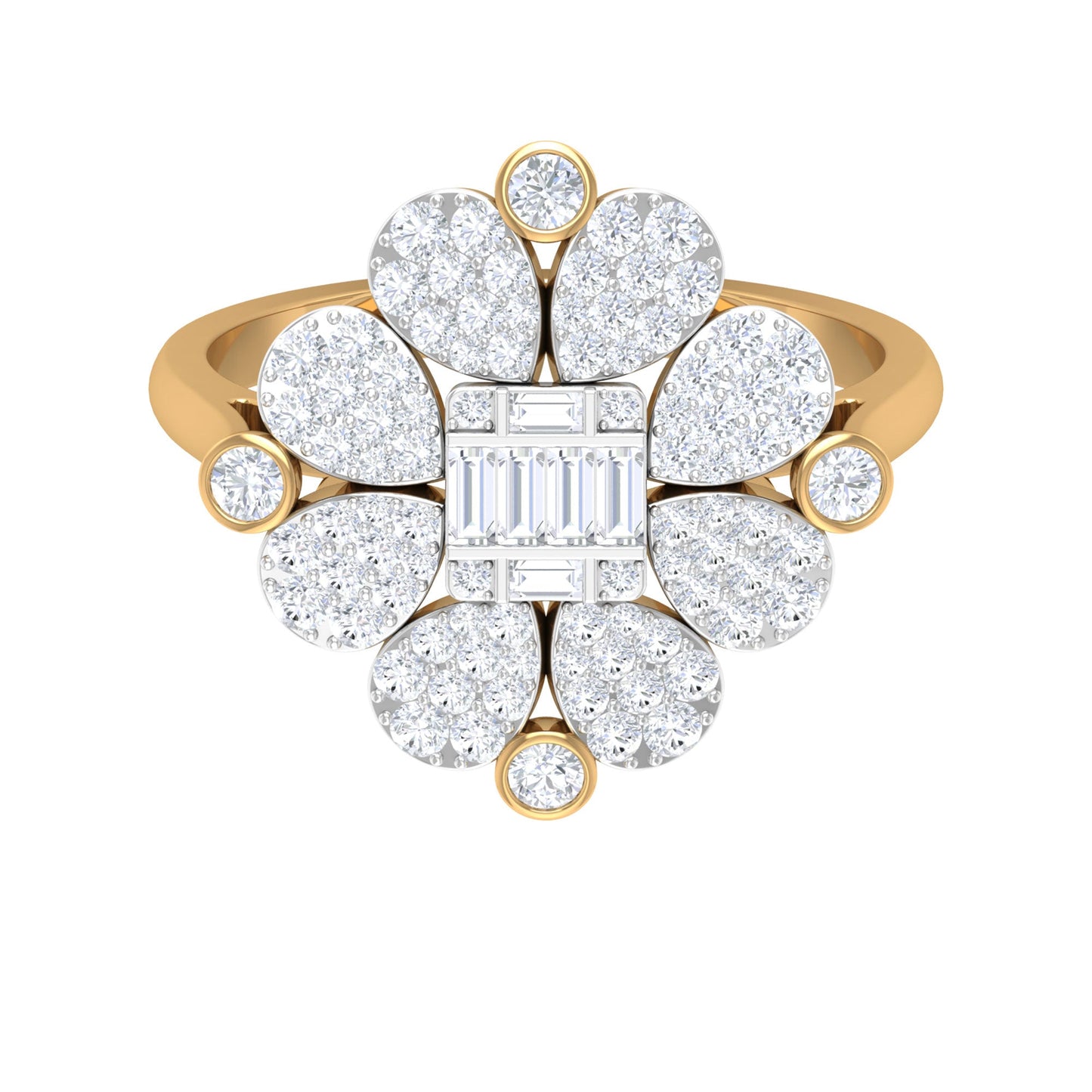 Natural Diamond Statement Engagement Ring in Illusion Set