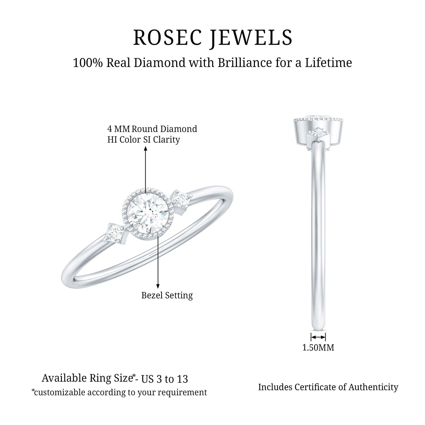 Minimal Diamond Promise Ring in Bezel Setting