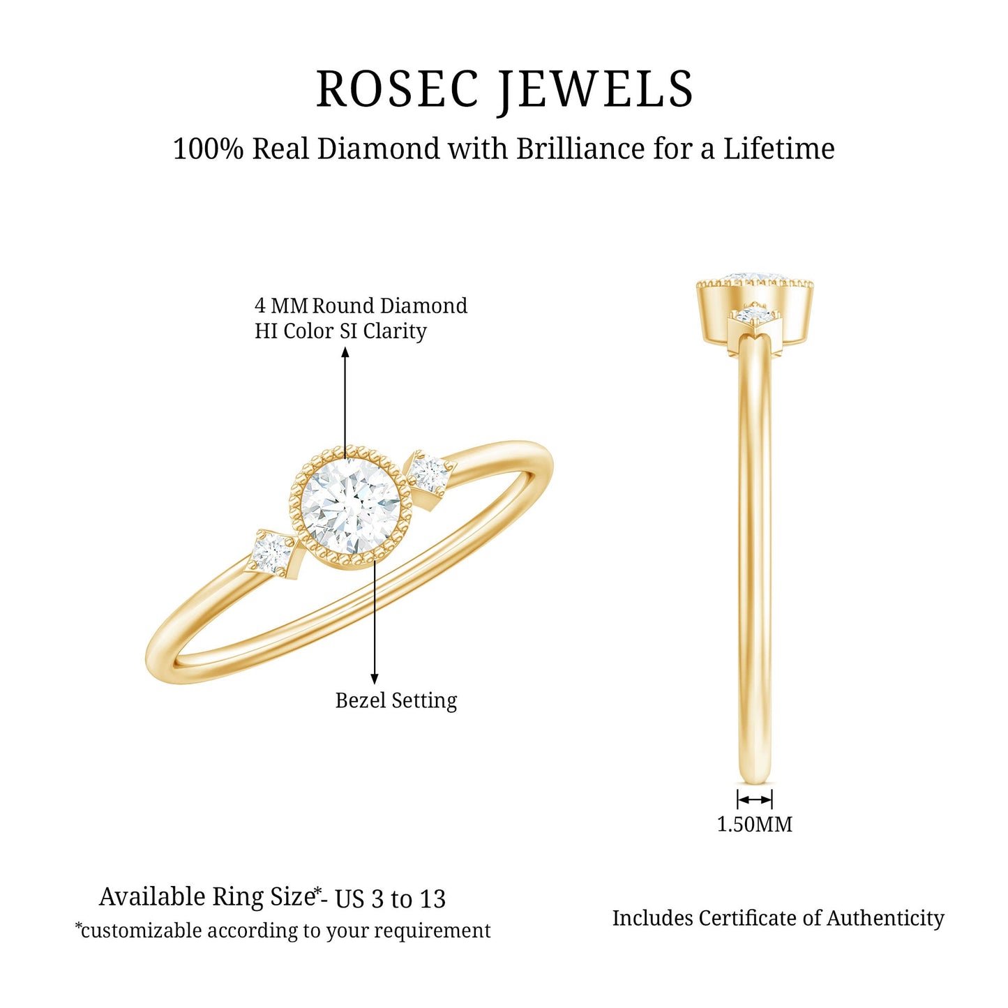 Minimal Diamond Promise Ring in Bezel Setting
