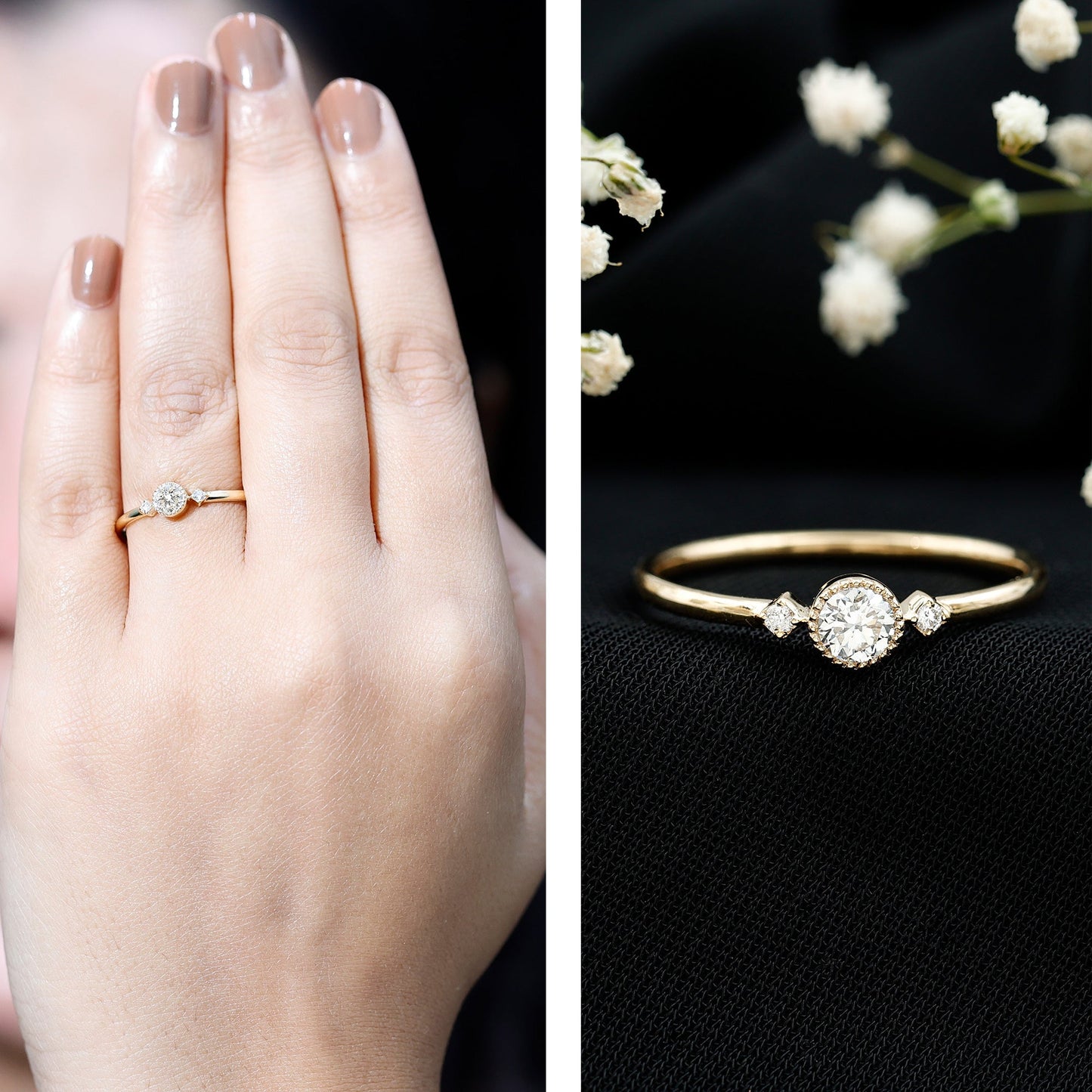 Minimal Diamond Promise Ring in Bezel Setting