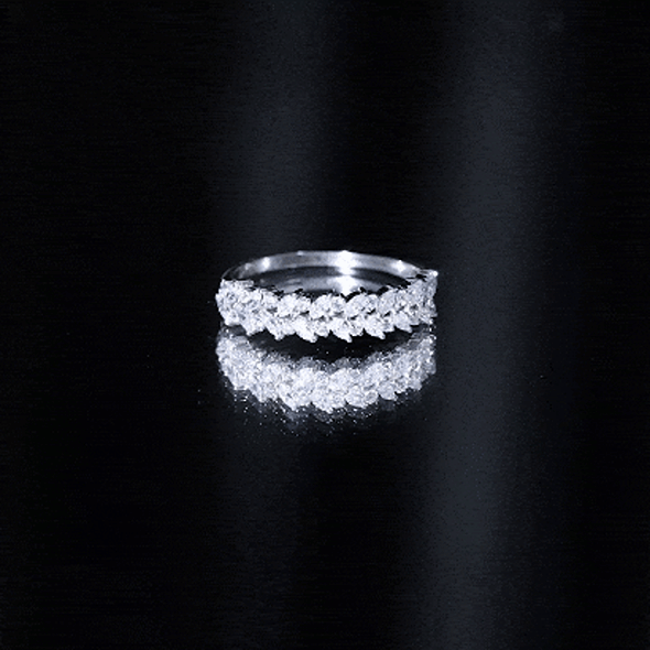 Marquise and Round Moissanite Half Eternity Ring