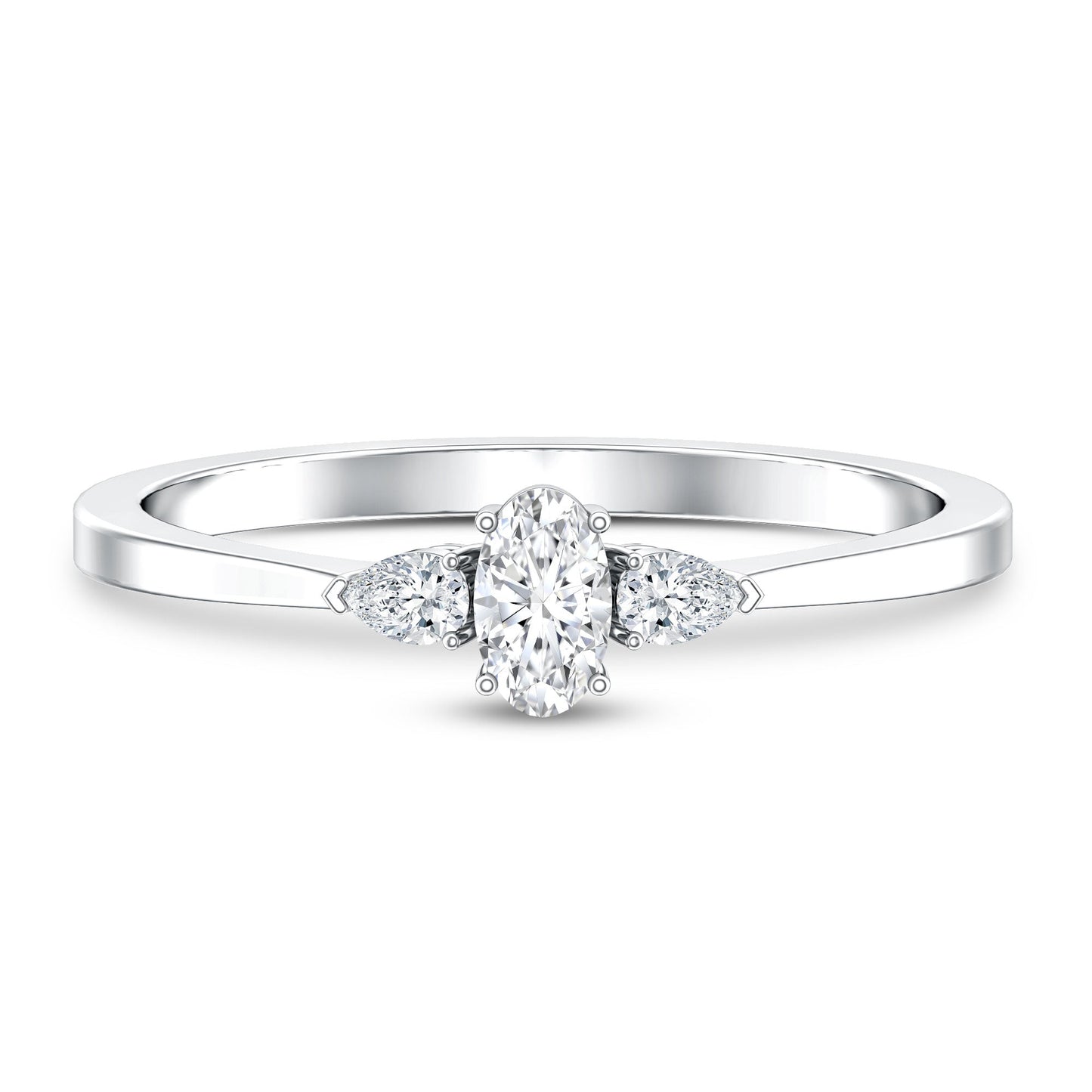 Real Diamond 3 Stone Promise Ring for Valentines