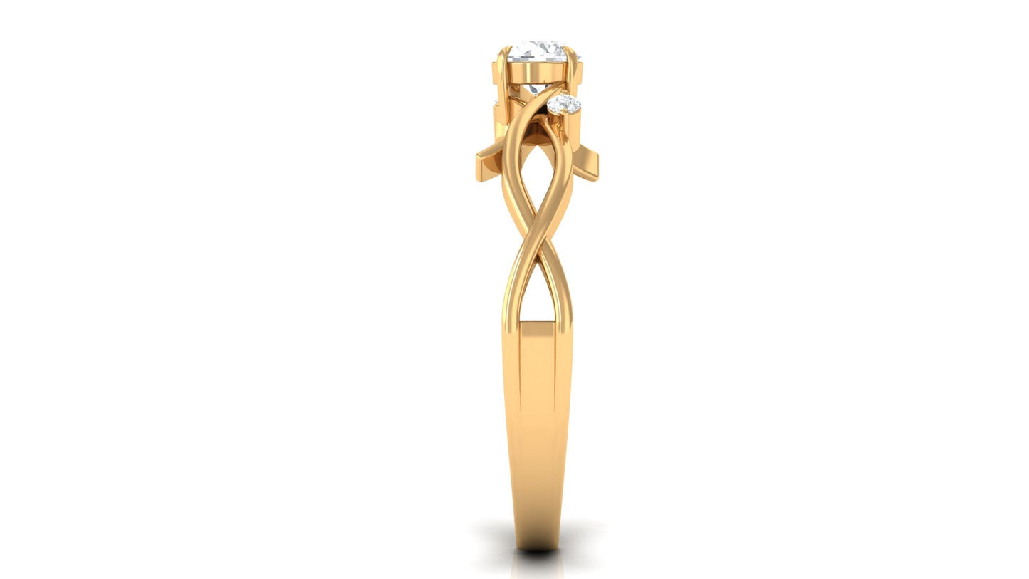 Natural Diamond Promise Ring with Crossover Shank