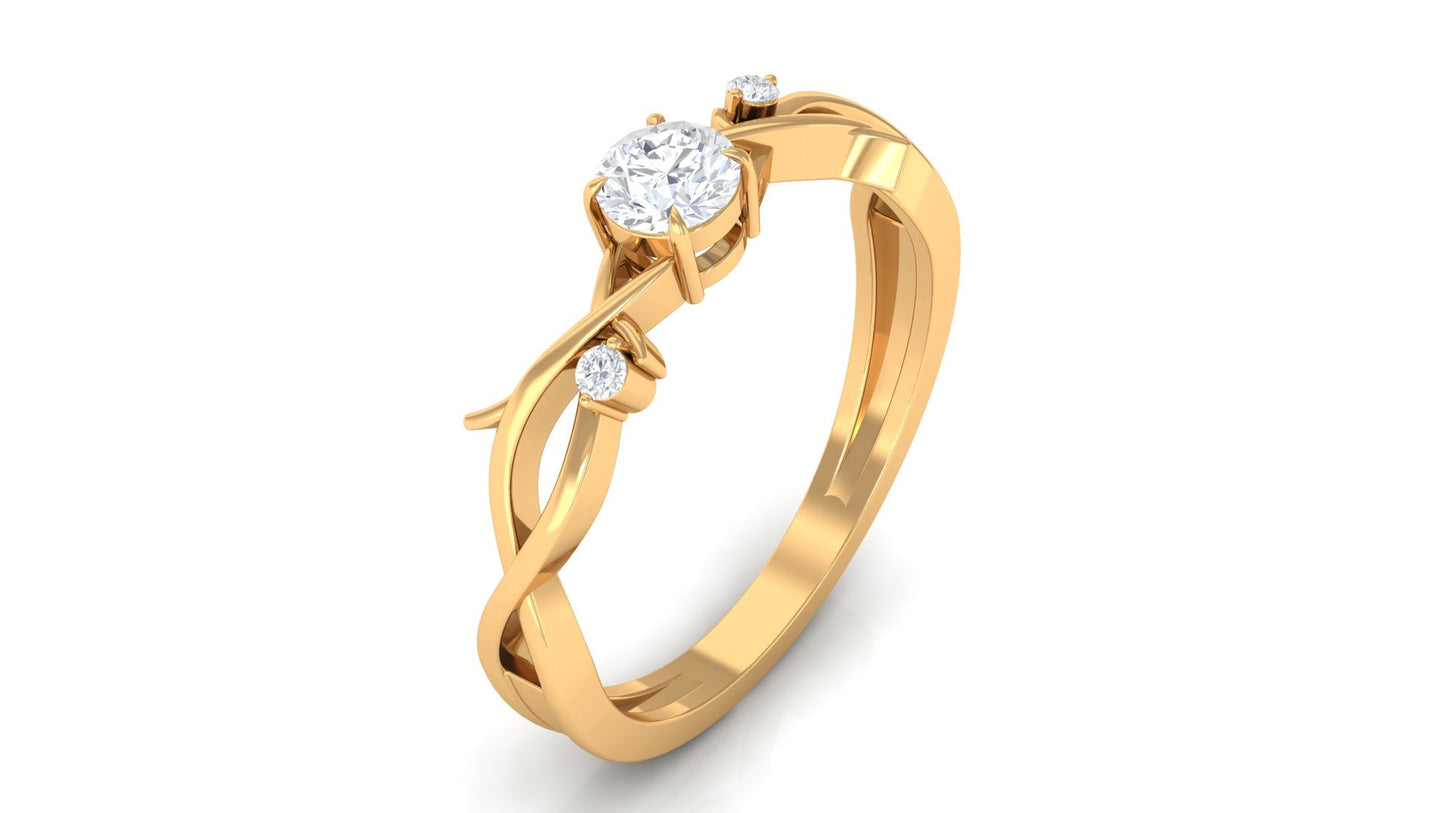 Natural Diamond Promise Ring with Crossover Shank