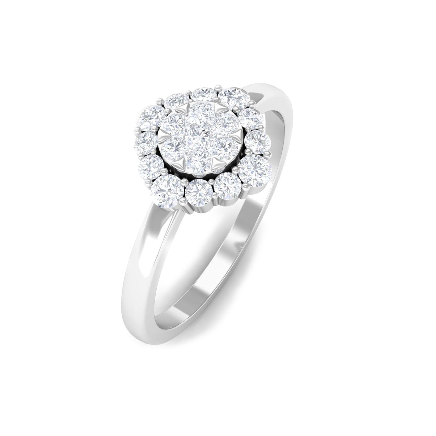 Natural Diamond Classic Engagement Ring with Halo