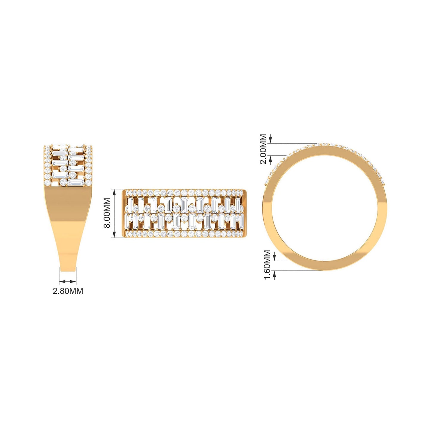Certified Natural Diamond Wide Wedding Band
