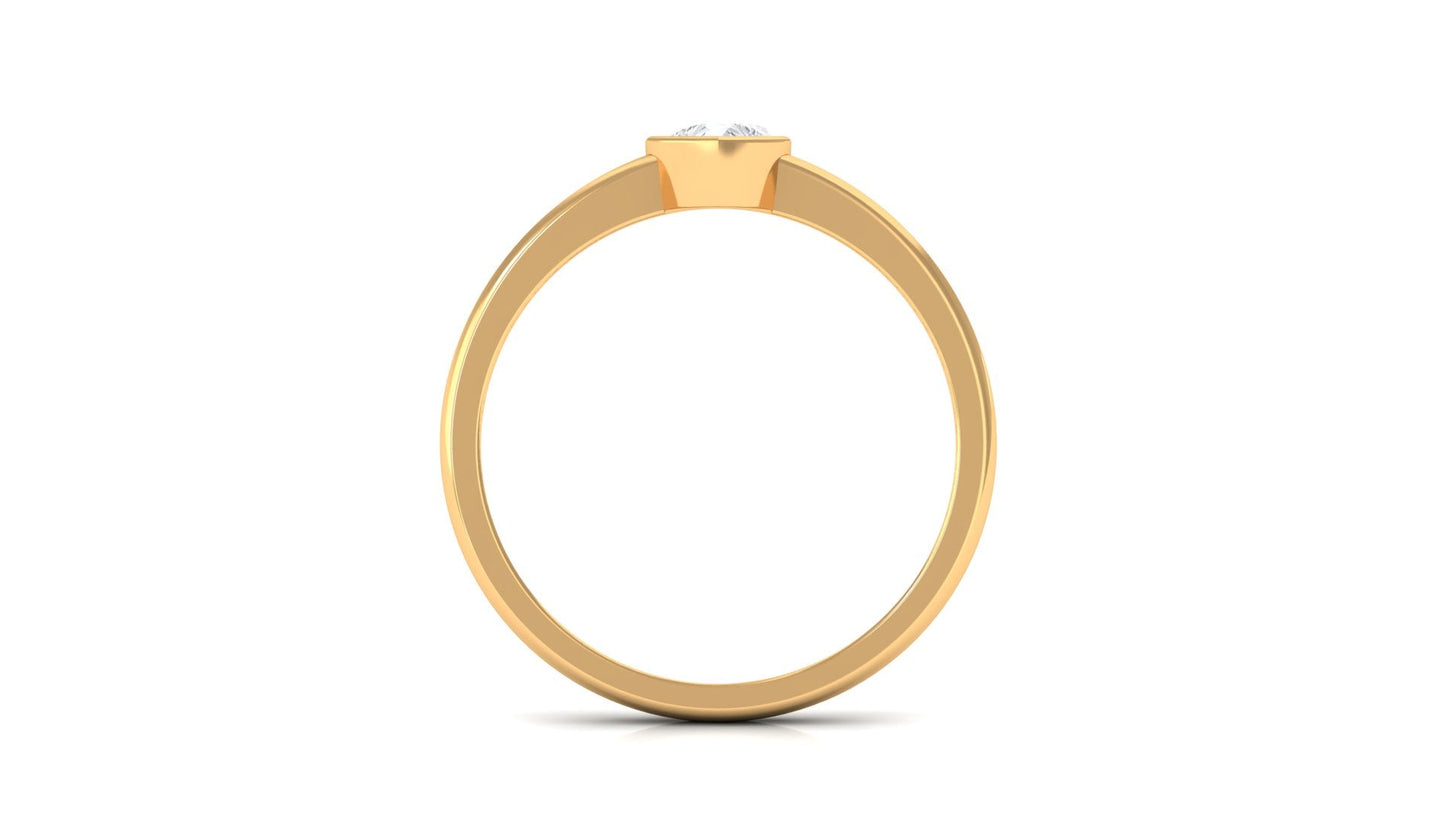 Natural Diamond Heart Promise Ring in Bezel Setting