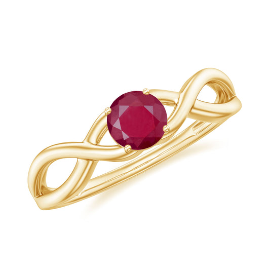 Natural 0.6 Carat Ruby Promise Ring with Crossover Shank