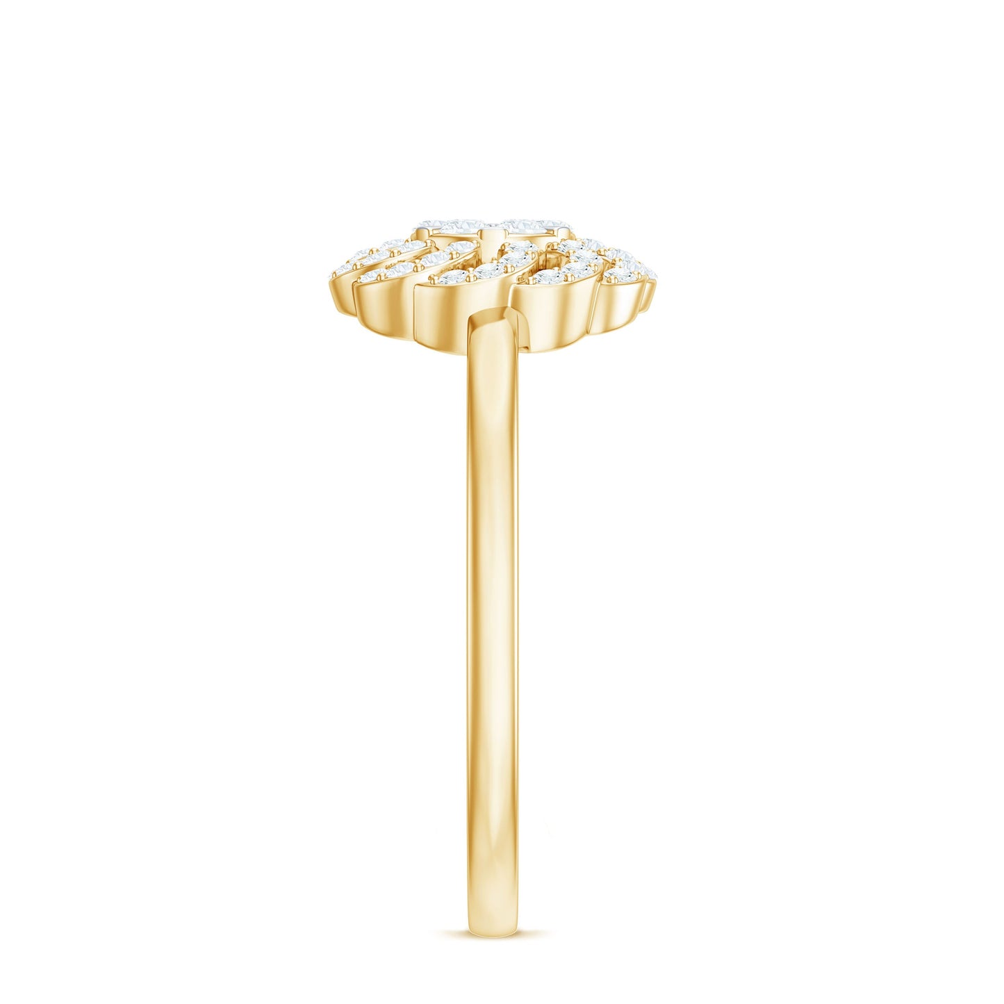 Certified Natural Diamond Flower Engagement Ring in Illusion Set