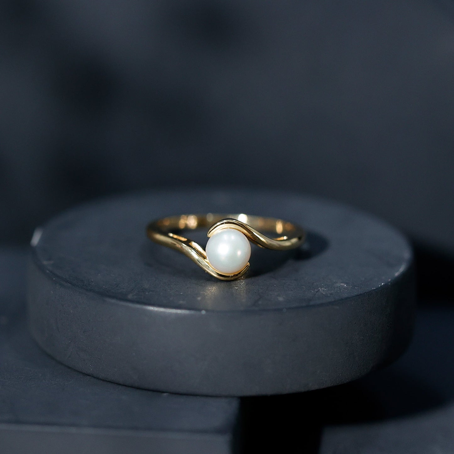 Cultured 2.2 Carat Freshwater Pearl Engagement Ring with Bypass Shank