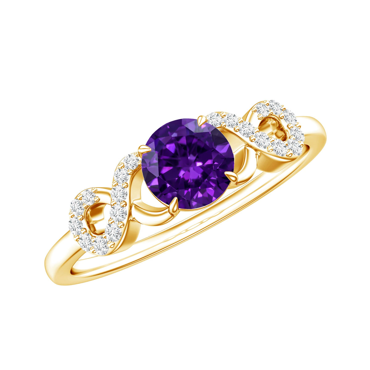 Natural Amethyst Engagement Ring with Diamond Infinity Knot