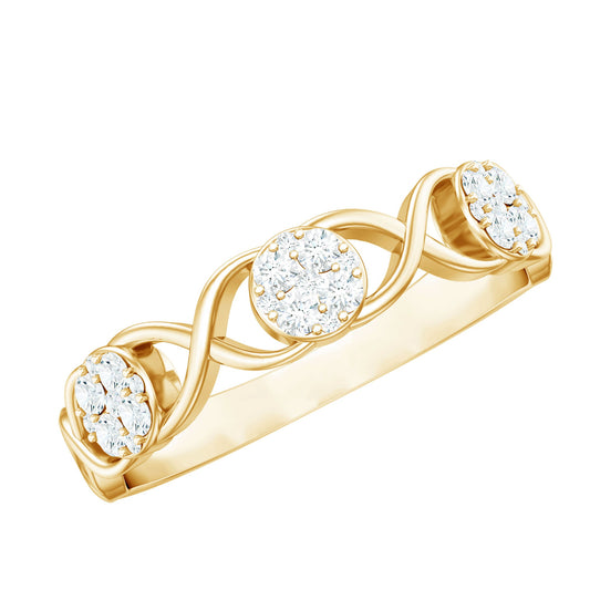 Natural Diamond Infinity Band Ring with Certificate