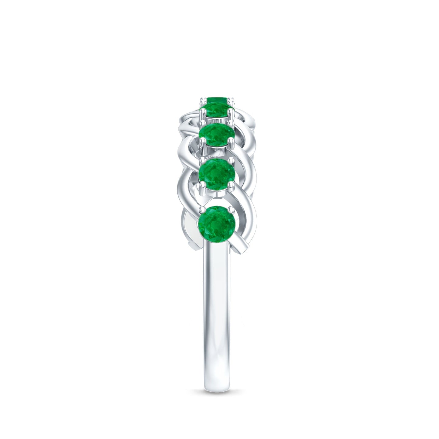 Genuine Green Emerald Braided Half Eternity Band