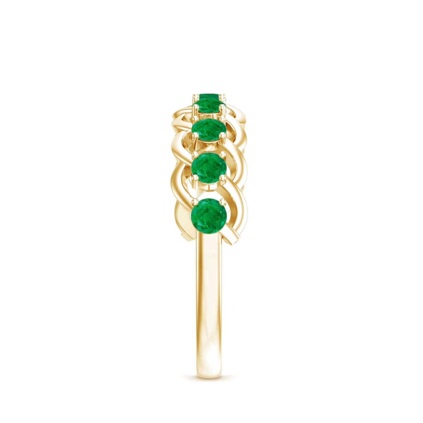 Genuine Green Emerald Braided Half Eternity Band
