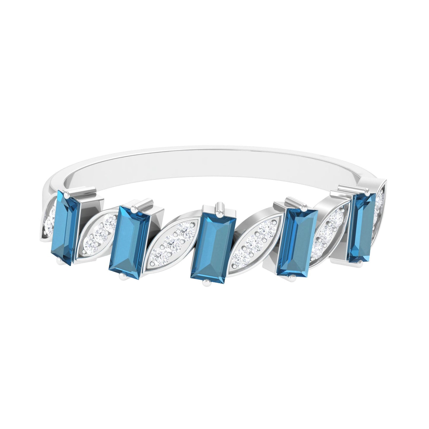 Baguette London Blue Topaz and Diamond Designer Eternity Band