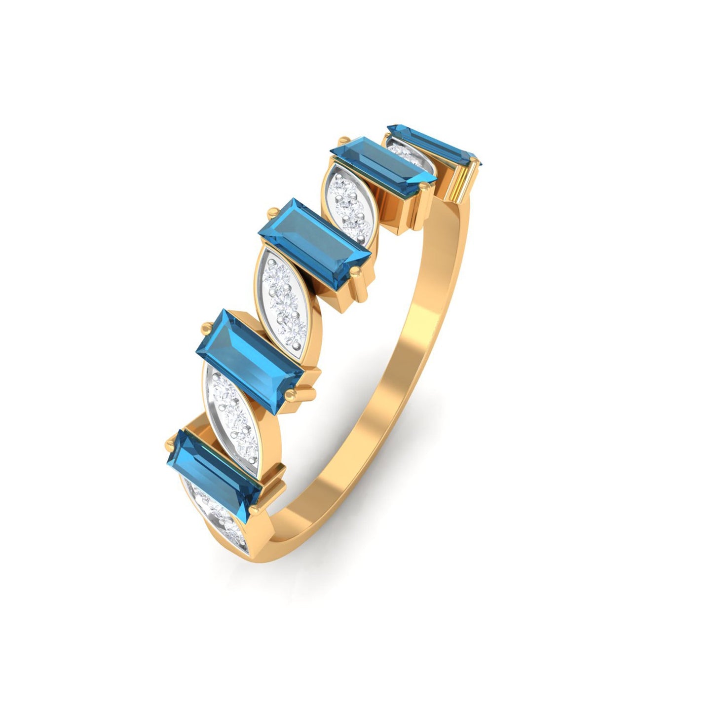 Baguette London Blue Topaz and Diamond Designer Eternity Band