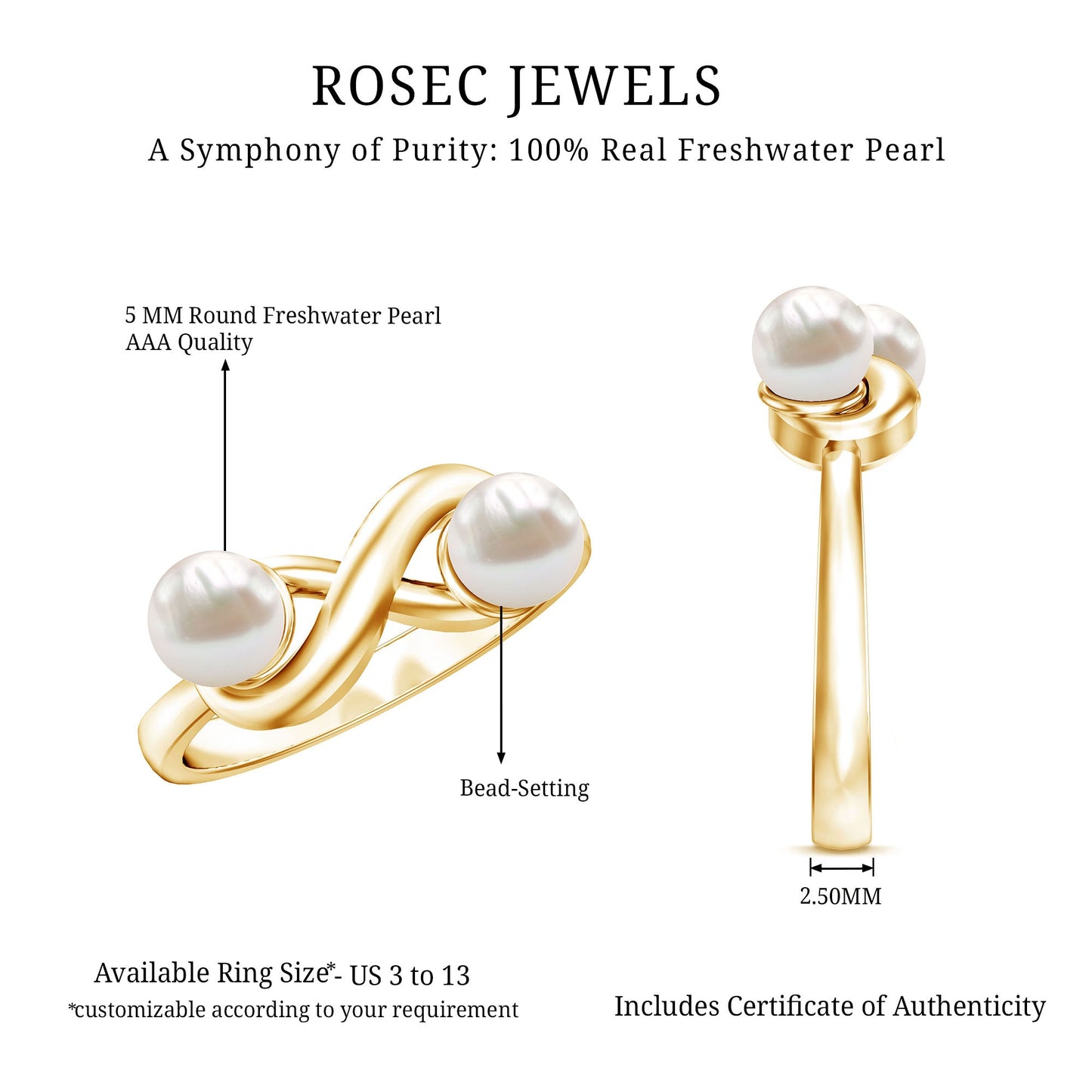 Toi et Moi Freshwater Pearl Infinity Promise Ring