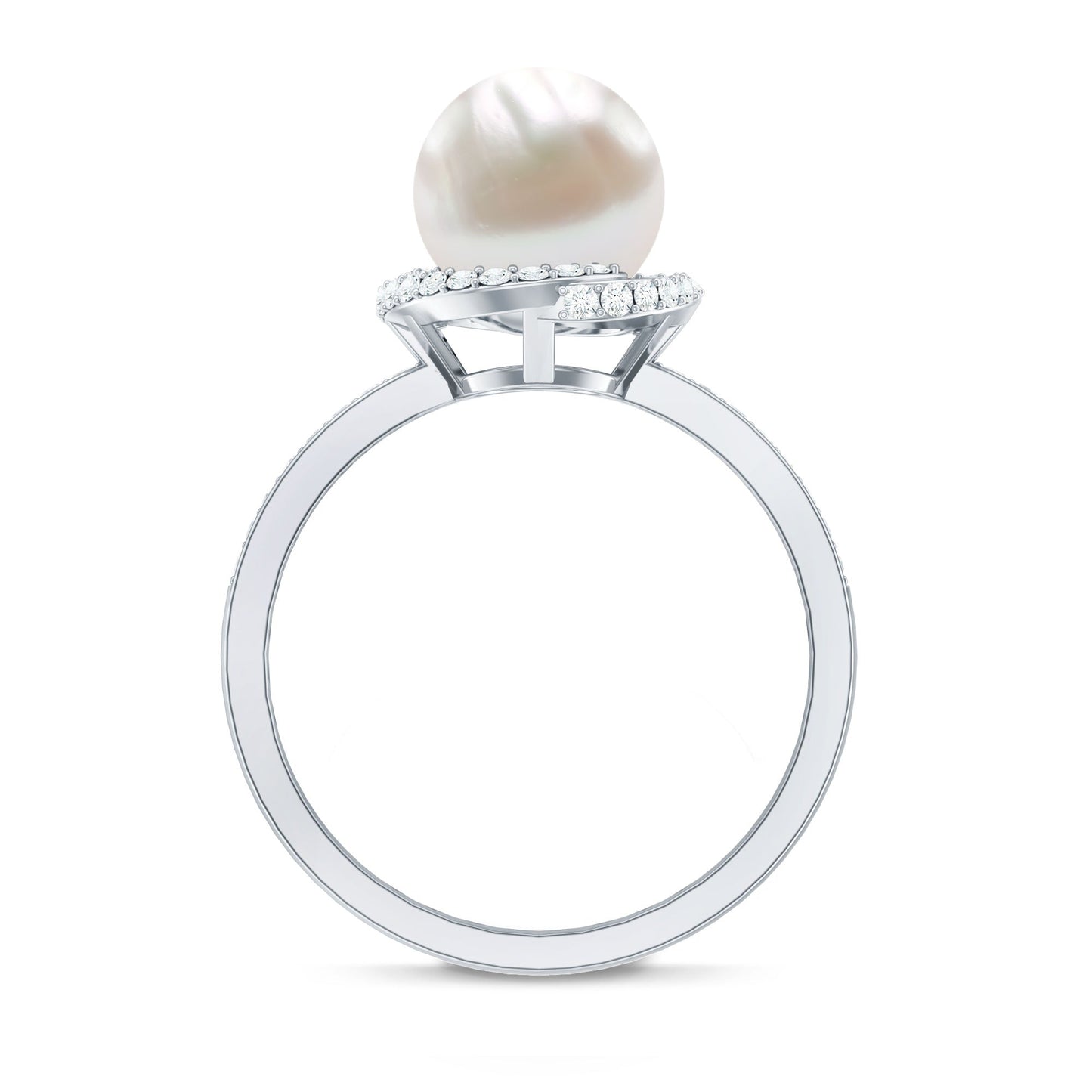 Designer 7.4 Carat Freshwater Pearl Engagement Ring with Diamond