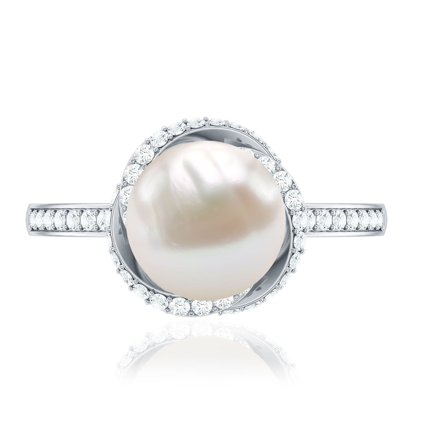 Designer 7.4 Carat Freshwater Pearl Engagement Ring with Diamond