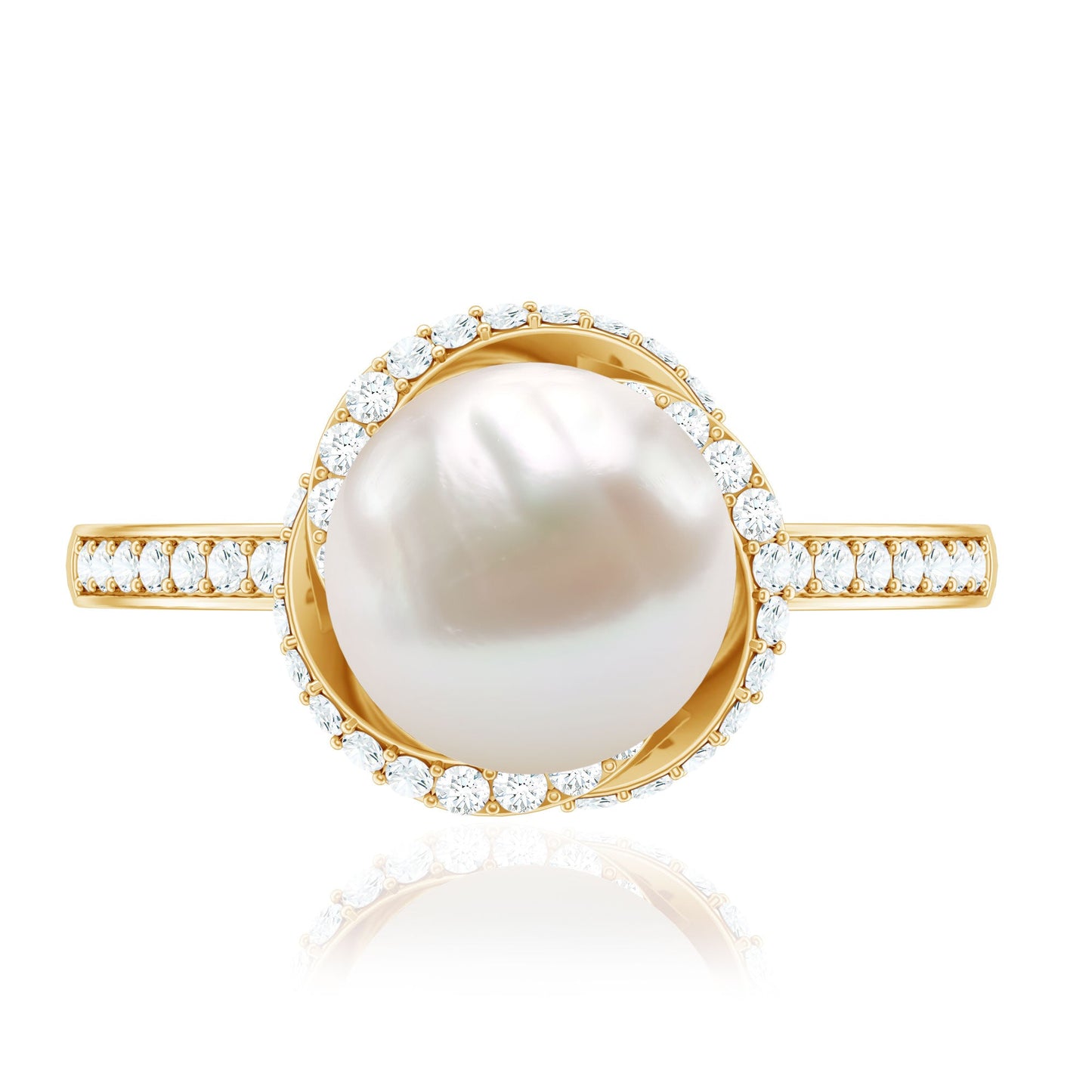 Designer 7.4 Carat Freshwater Pearl Engagement Ring with Diamond