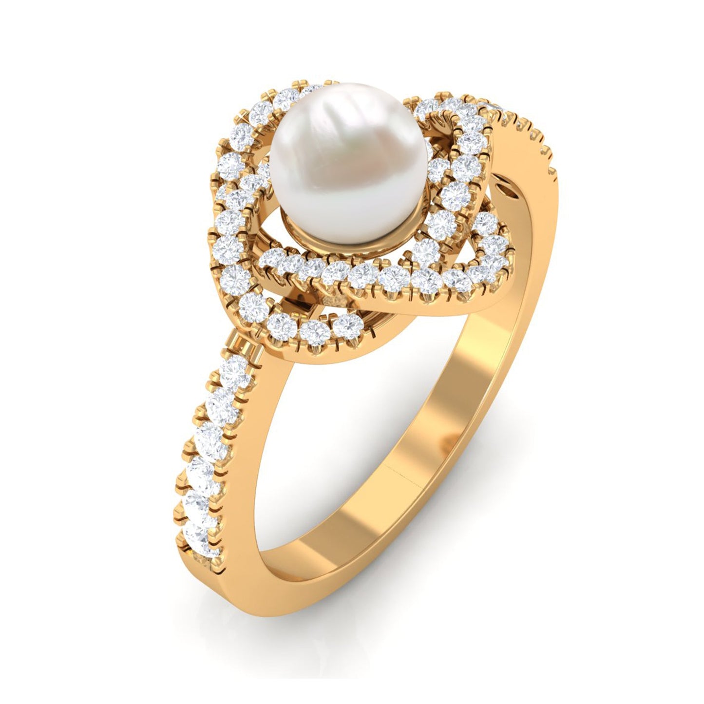 2 Carat Freshwater Pearl Engagement Ring with Diamond Accent