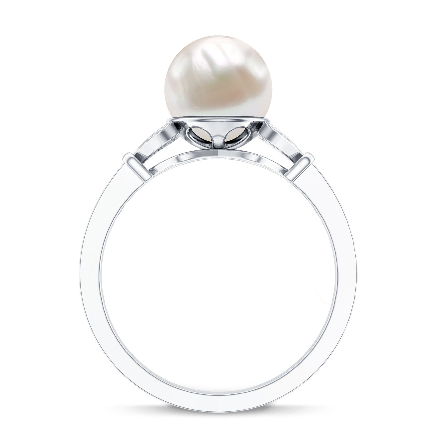 Cultured 7.4 Carat Freshwater Pearl Diamond Engagement Ring with Split Shank