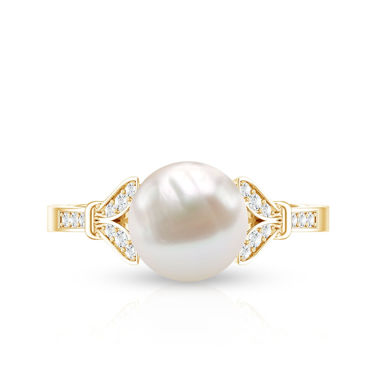 Cultured 7.4 Carat Freshwater Pearl Diamond Engagement Ring with Split Shank