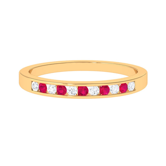 Minimal Ruby Diamond Ring in Channel Set