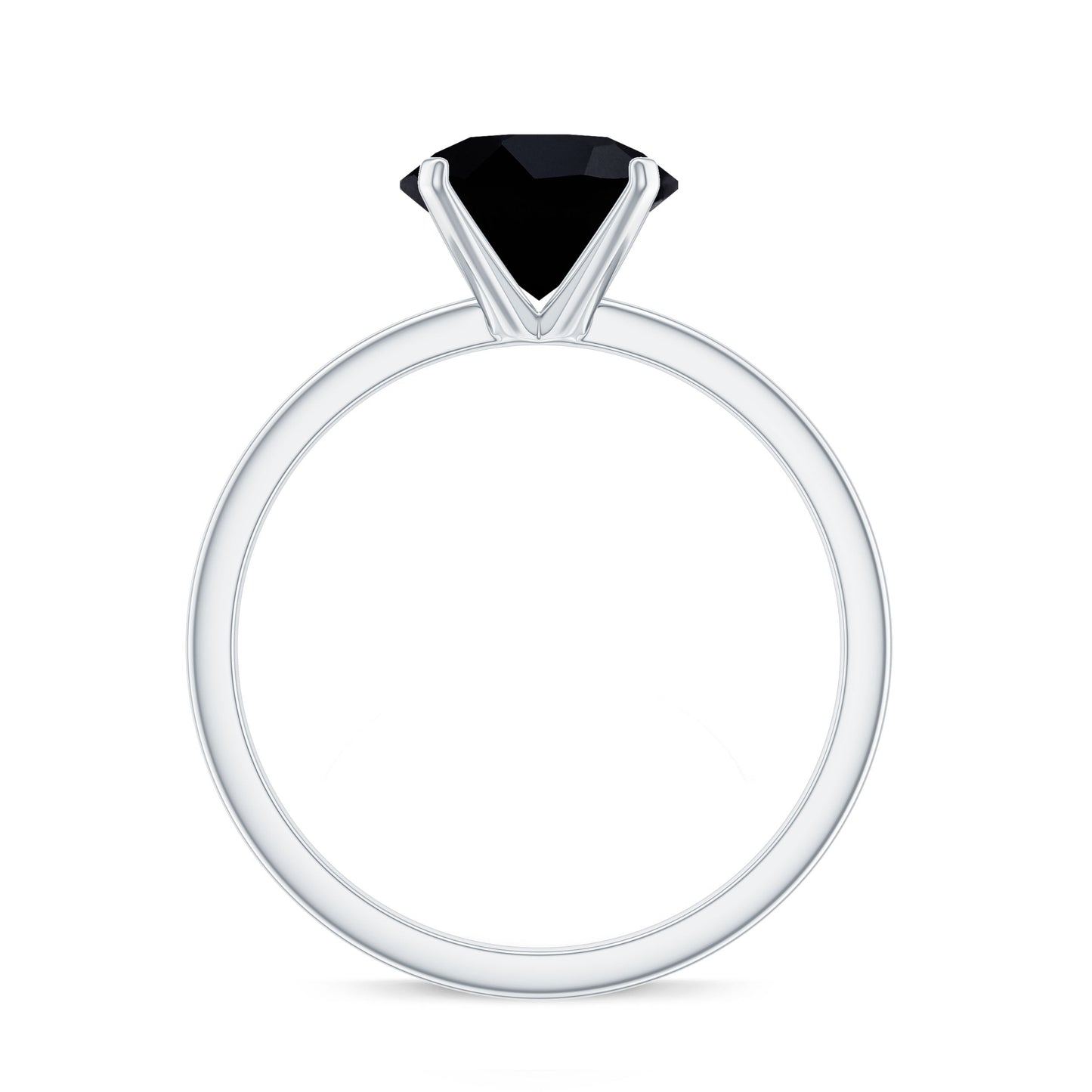 Certified Real 2.6 Carat Black Spinel Solitaire Engagement Ring