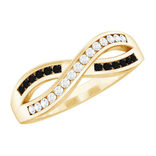 Certified Lab Grown Black and White Diamond Infinity Promise Band