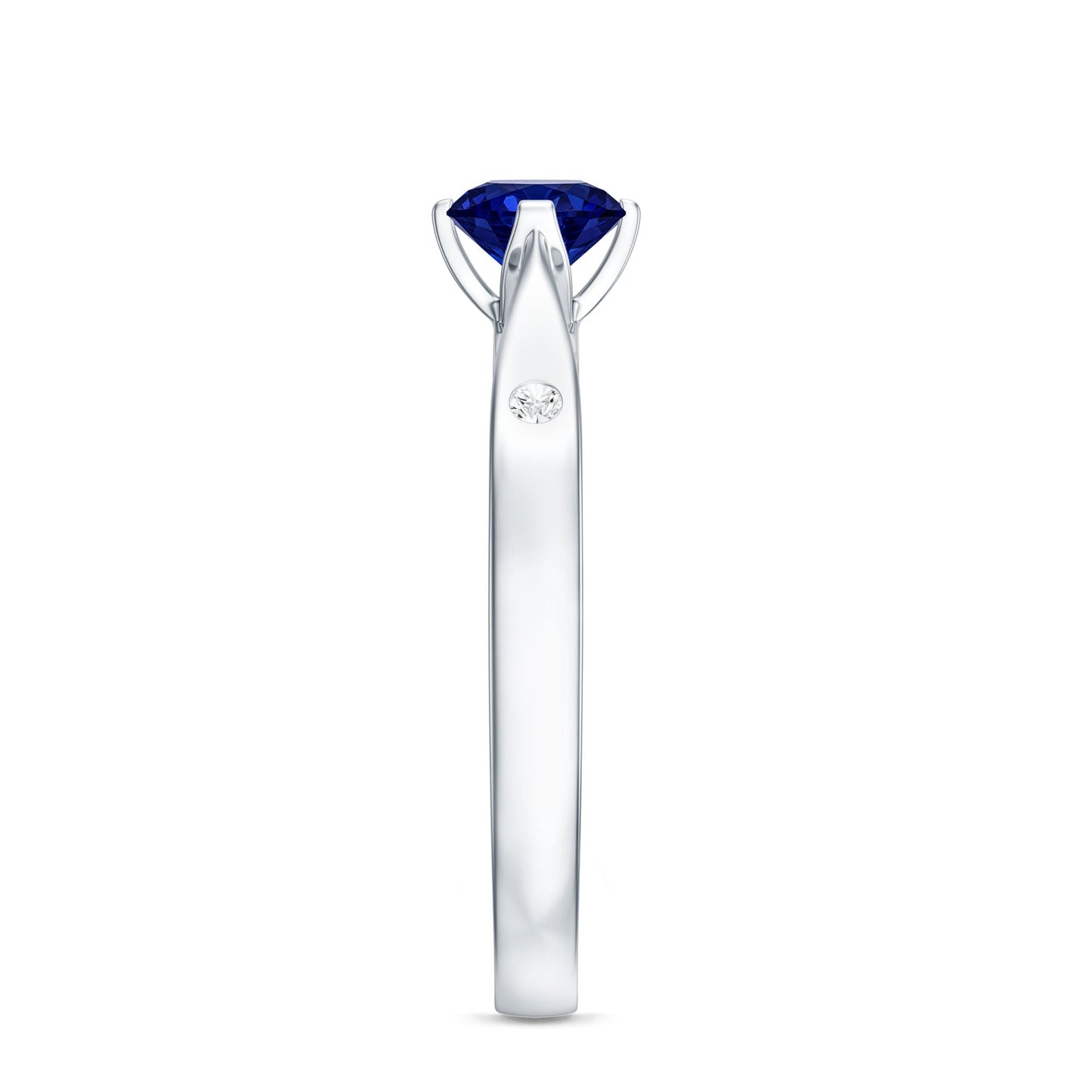 Certified 0.6 Carat Lab Grown Blue Sapphire Promise Ring with Diamond