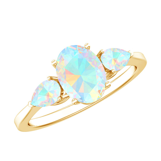 Natural Ethiopian Opal 3 Stone Engagement Ring With Certificate