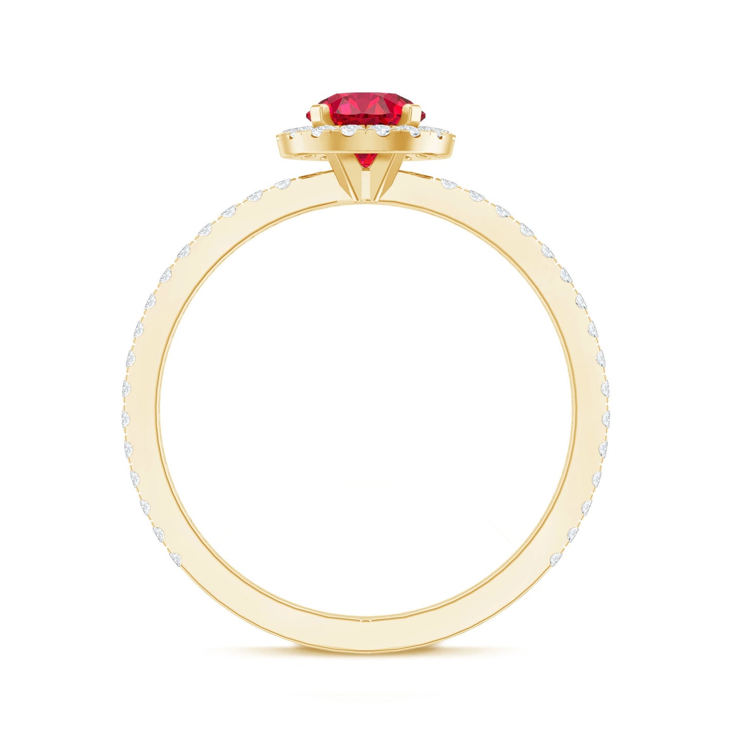 0.6 Carat Lab Created Ruby and Diamond Halo Engagement Ring
