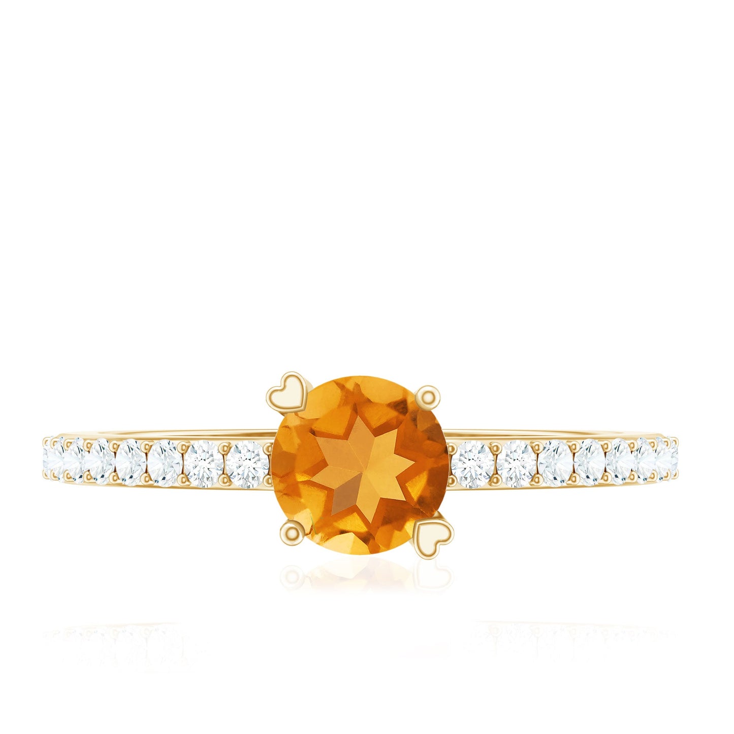 Natural Citrine Promise Ring with Diamond