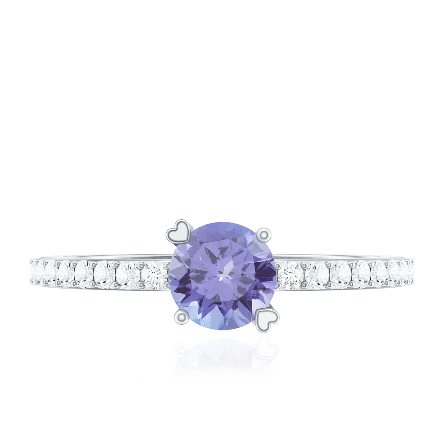 Certified Real Tanzanite Promise Ring with Diamond