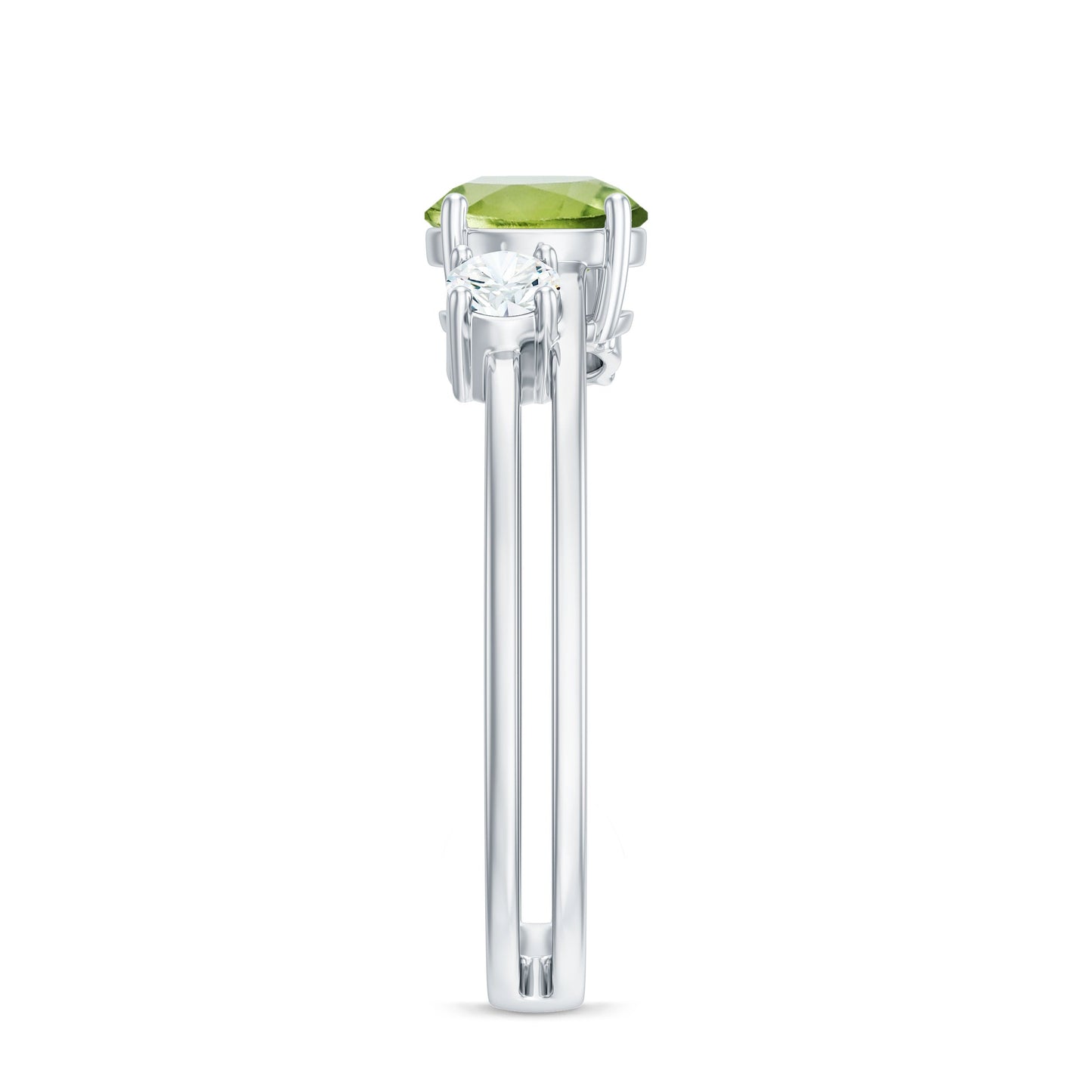 2 Carat Peridot Double Band Engagement Ring with Diamond