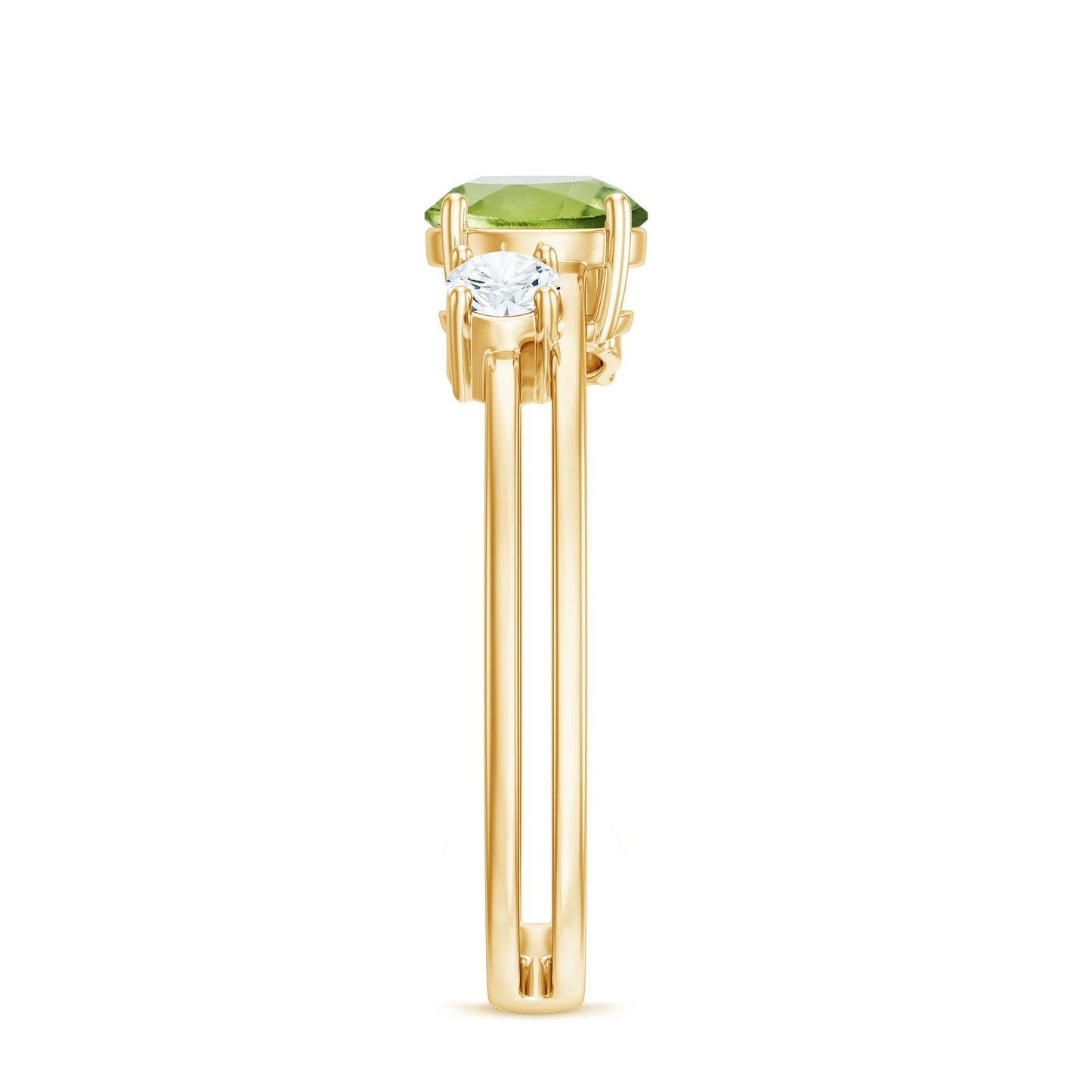 2 Carat Peridot Double Band Engagement Ring with Diamond