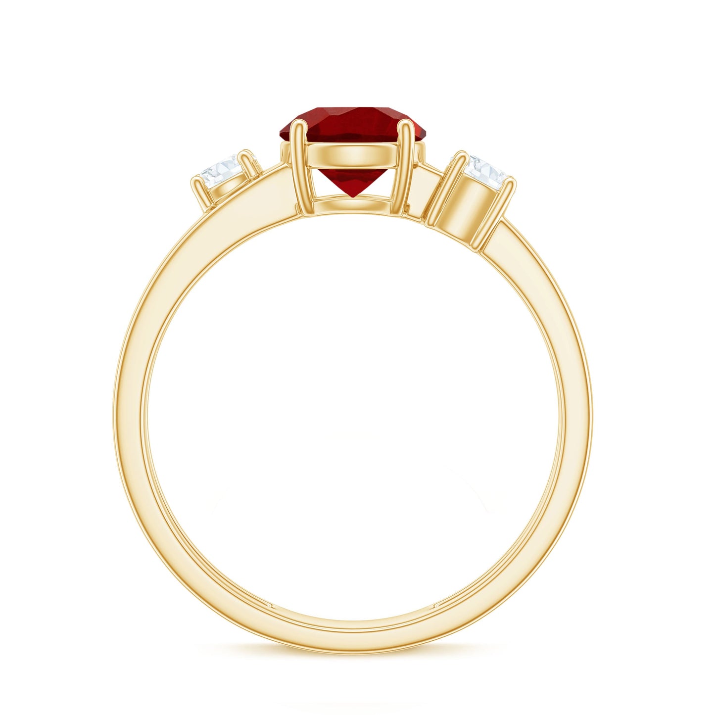 Certified 1.3 Carat Lab Grown Ruby Double Band Engagement Ring with Diamond