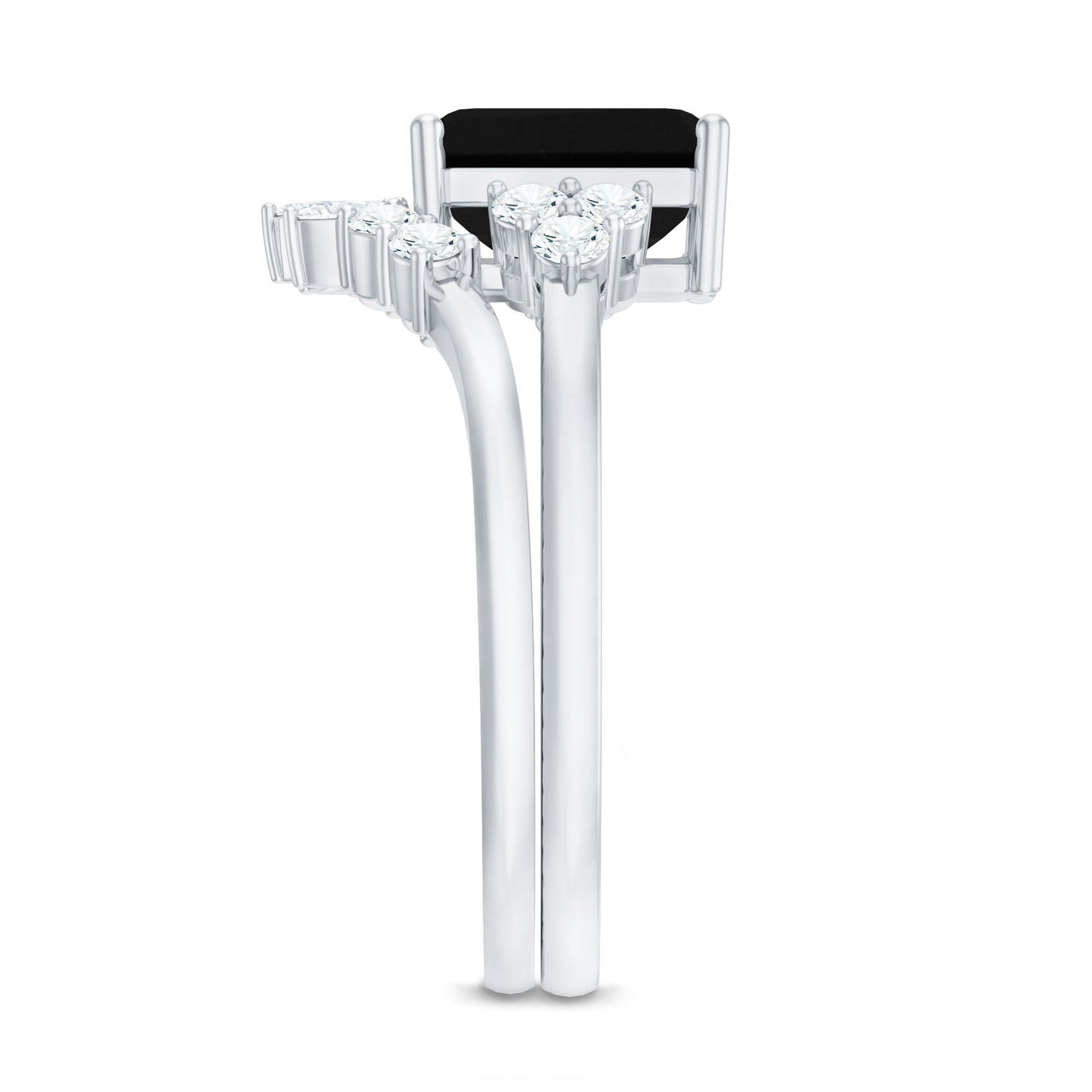 Created Black Diamond Engagement Ring Set with Diamond