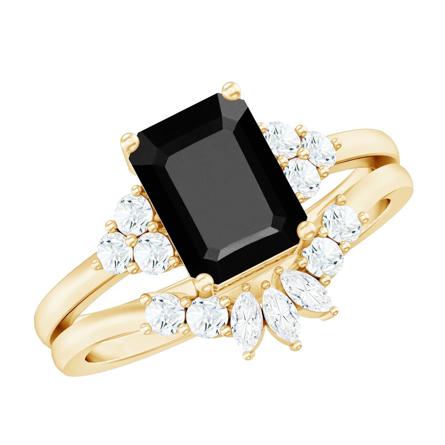 Created Black Diamond Engagement Ring Set with Diamond