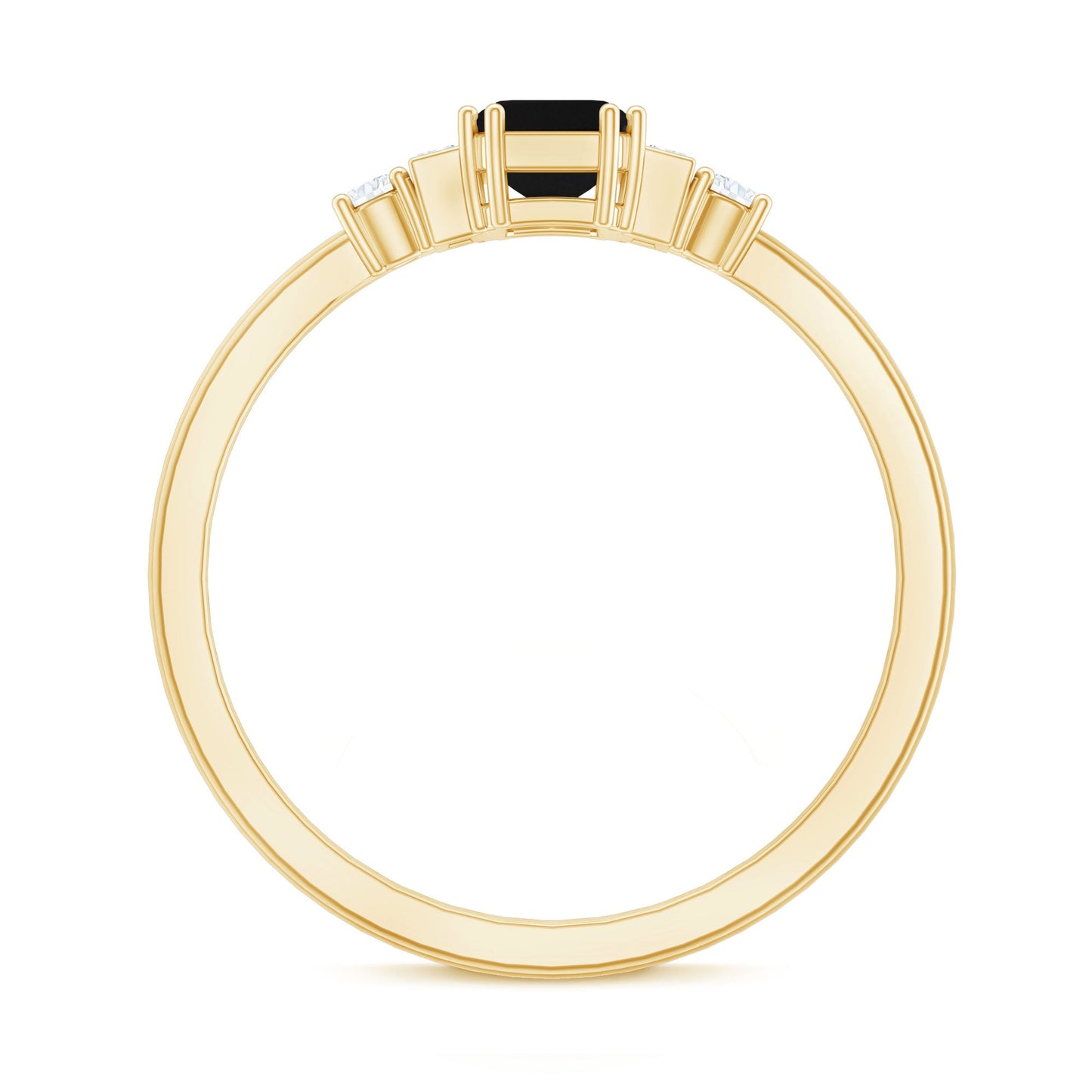 Emerald Cut Black Onyx Engagement Ring with Diamonds