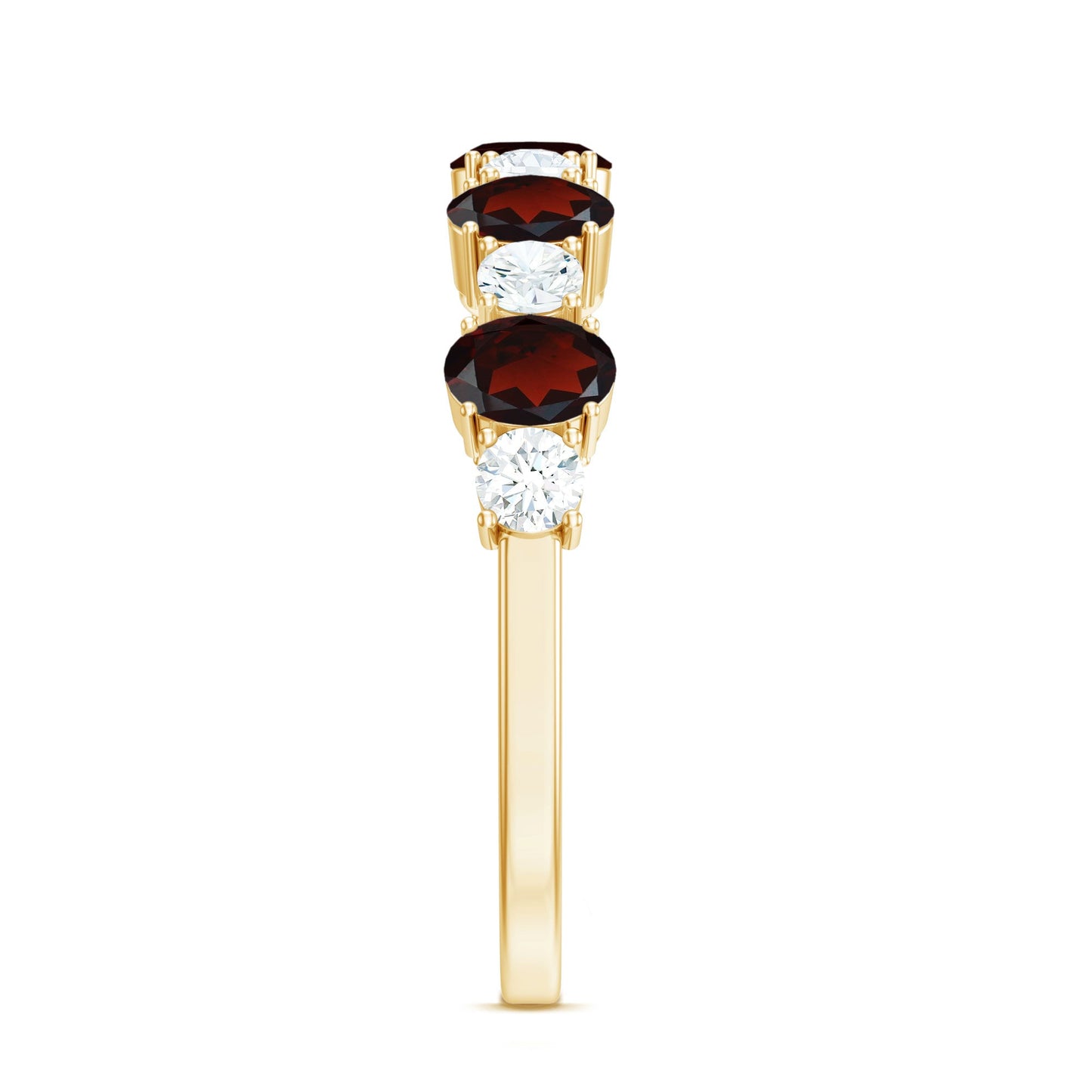 Certified Real Garnet Diamond Half Eternity Ring for Anniversary