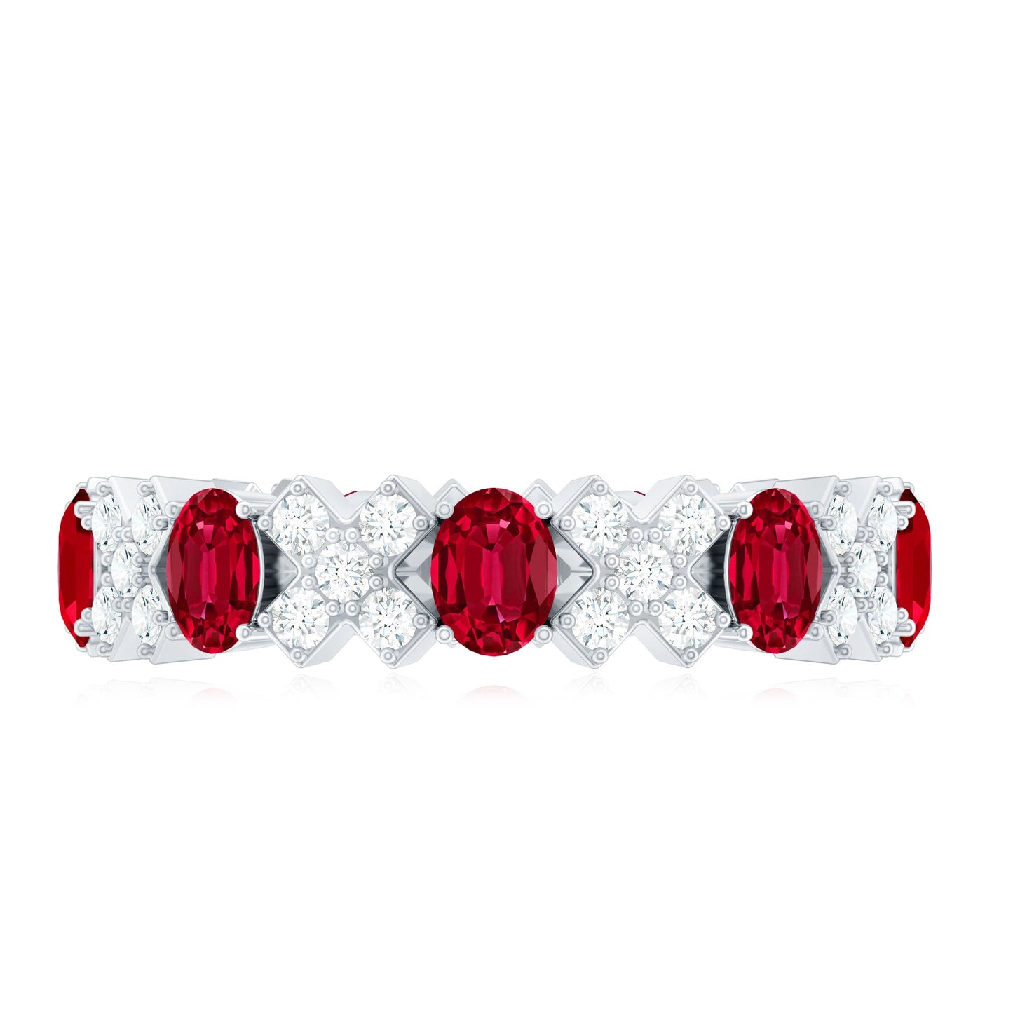 Certified Lab Grown Ruby Eternity Band Ring with Moissanite