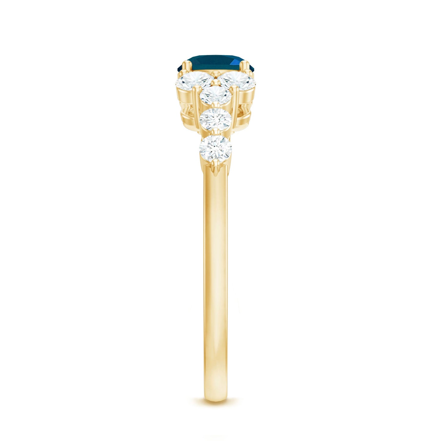 1 Carat Oval Cut London Blue Topaz Promise Ring with Diamond