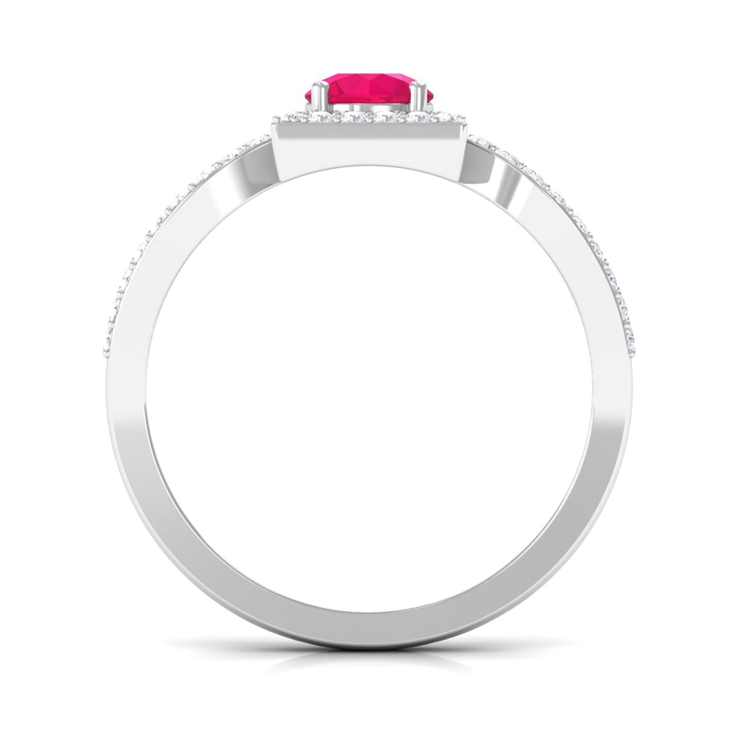 Real 0.6 Carat Ruby Engagement Ring with Diamond Split Shank